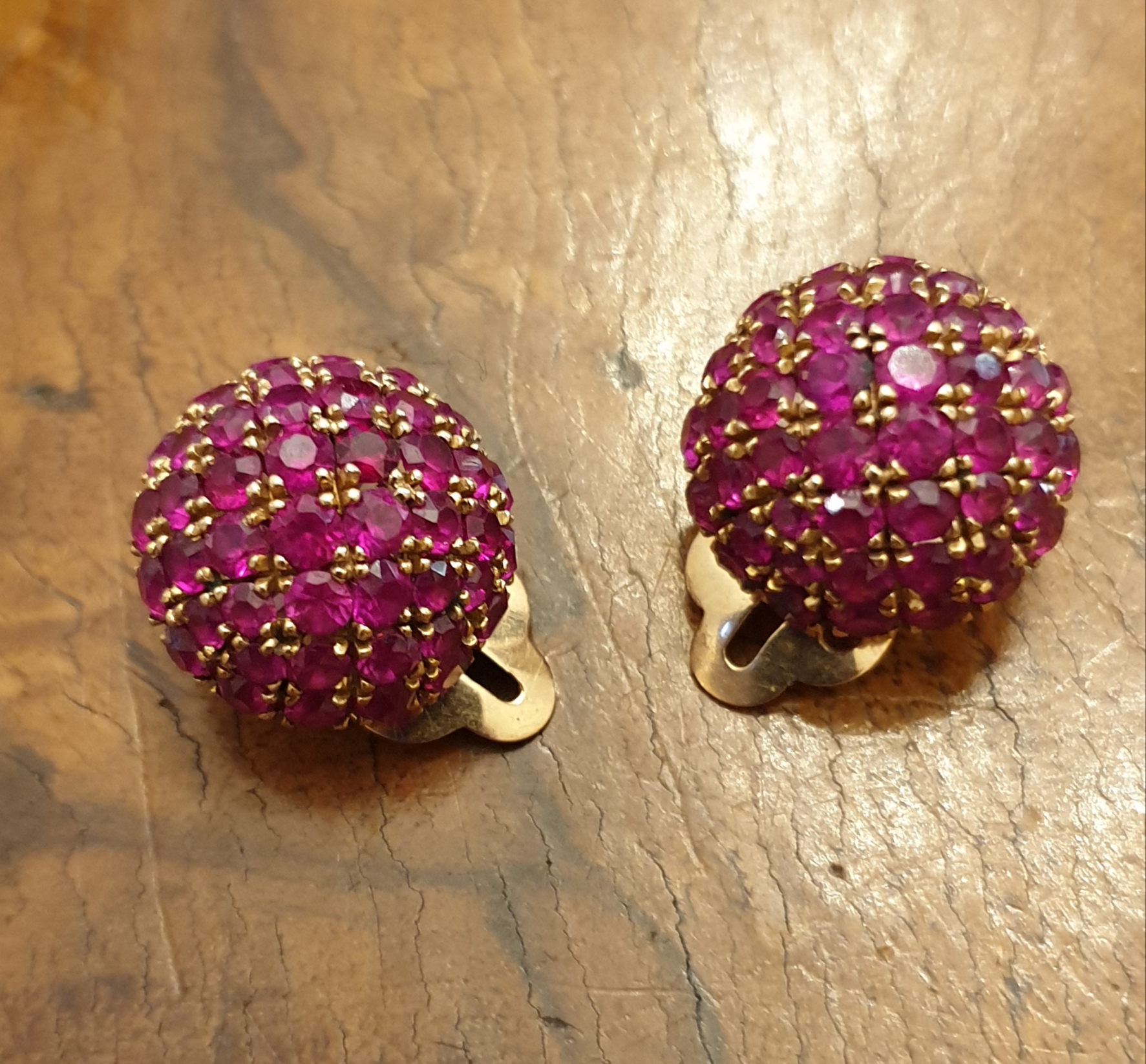 orecchini antichi rubini clips vintage