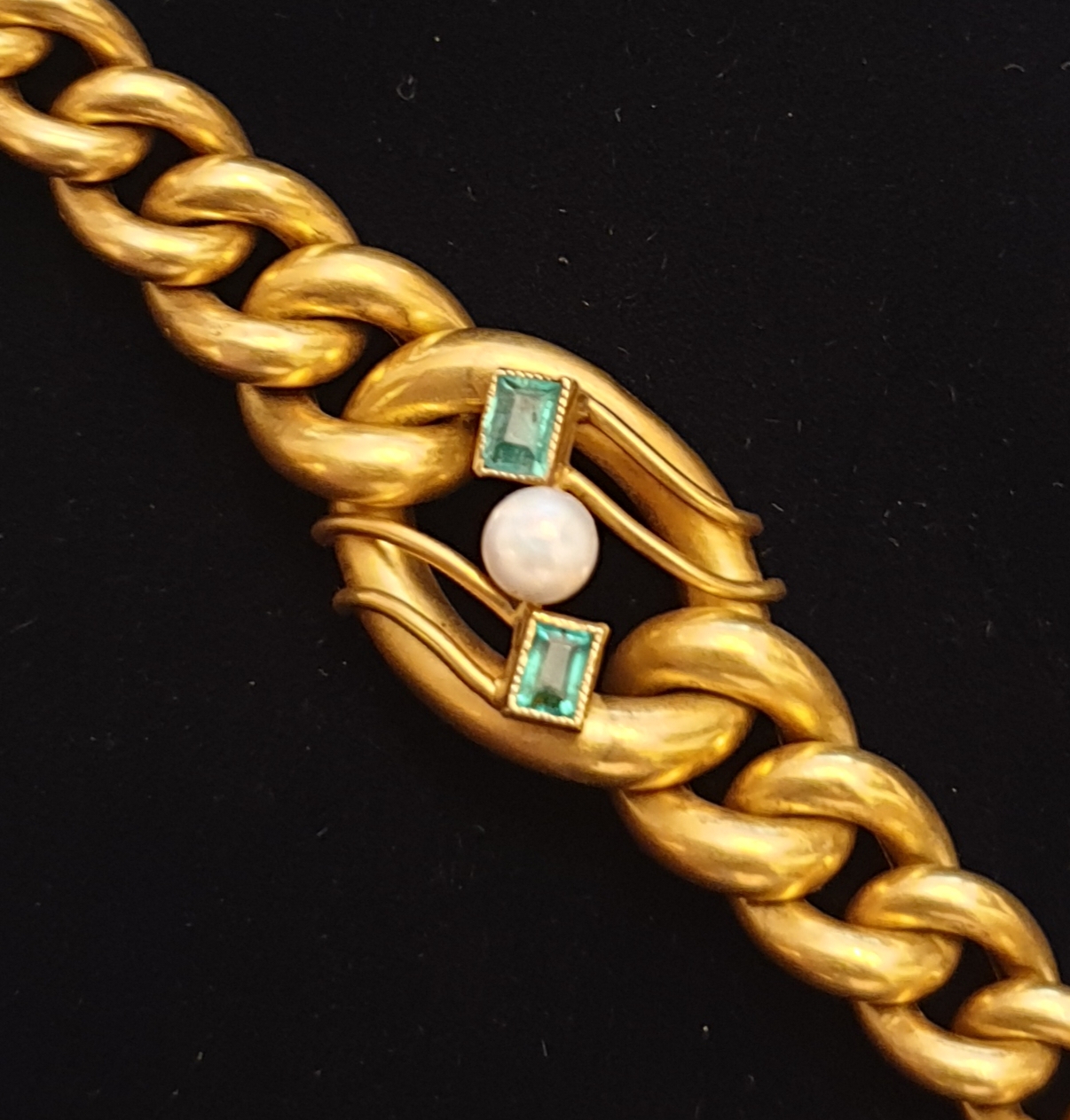 bracciale girocollo oro zecchino smeraldo perla