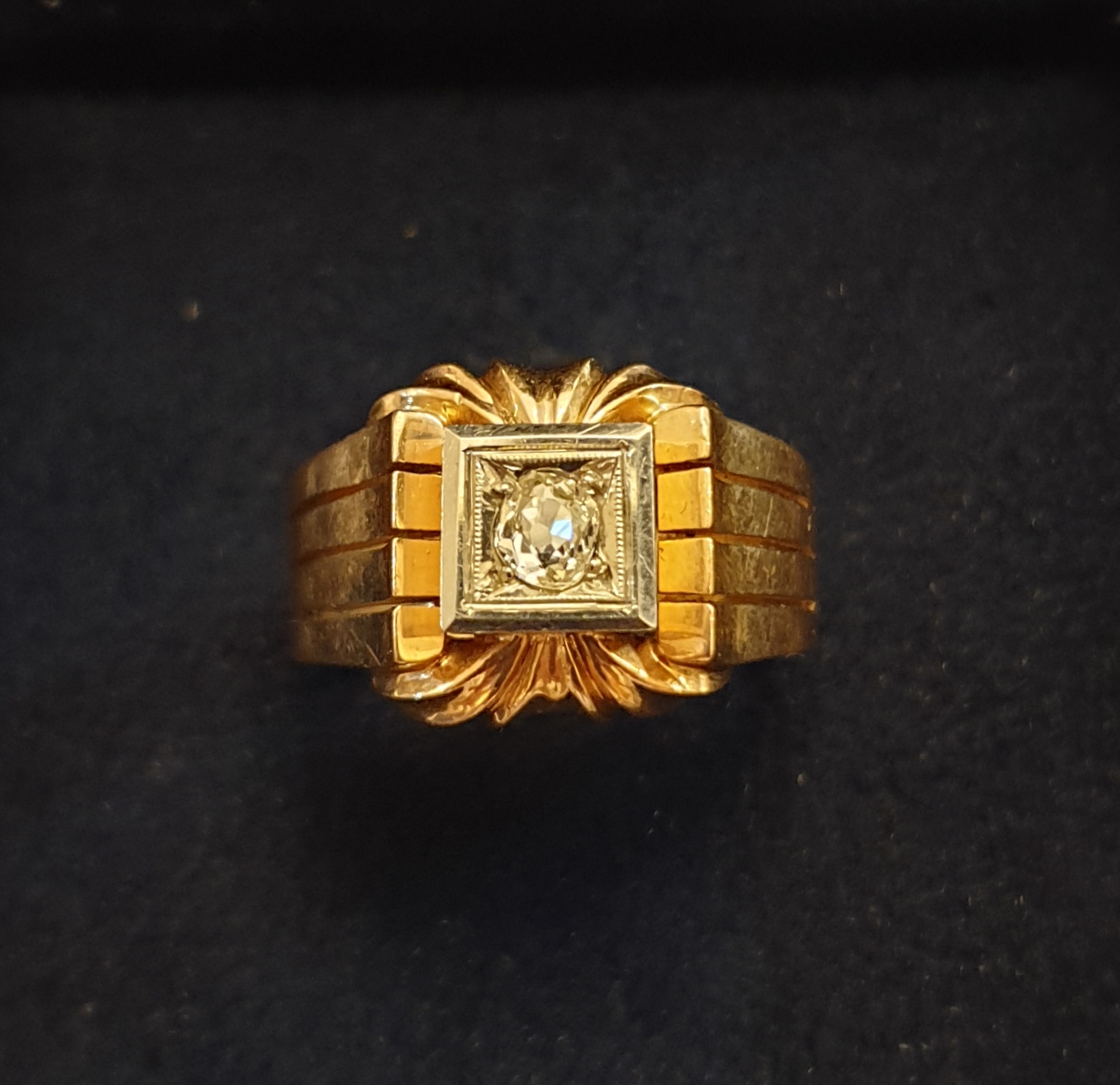 anello oro antico diamante taglio brillante 