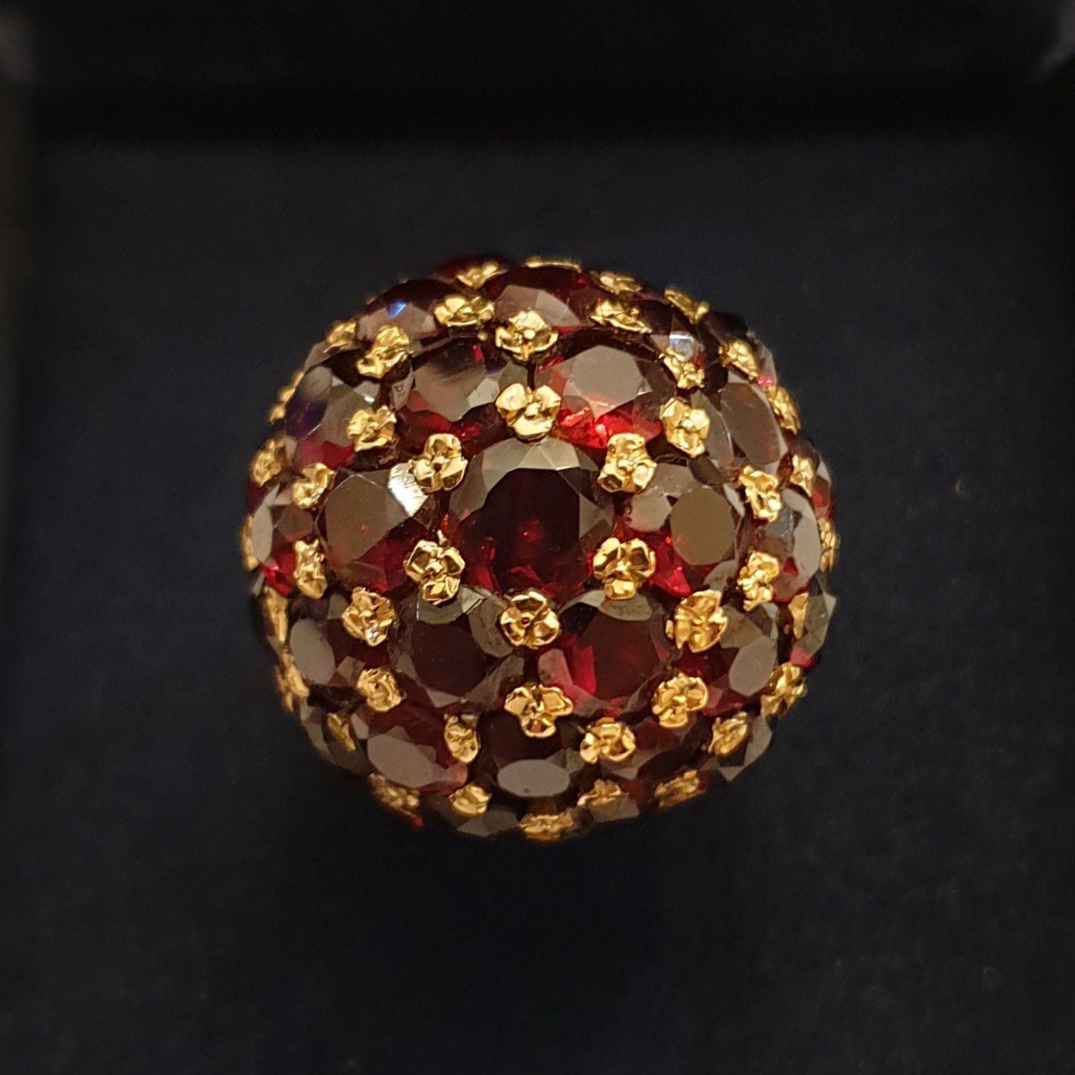 anello antico oro rosa granati 