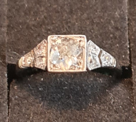 anello antico platino brillanti 