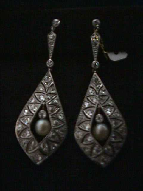 orecchini antichi diamanti perla